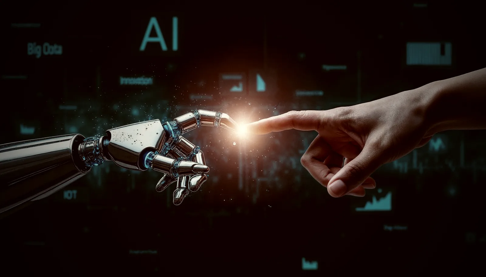A human hand and a machine hand almost touching, the moment an AI agent answers whoever finds it.