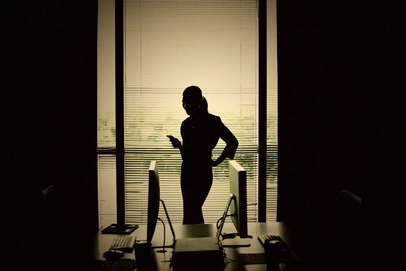 A silhouette at a window at night, the hours when a firewall login from an unknown address goes unnoticed.